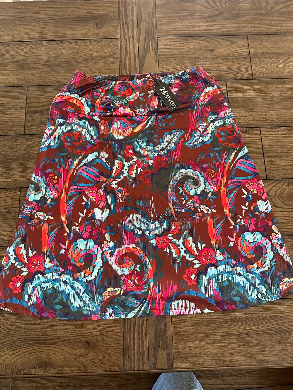 24seven comfort apparel Floral A-Line Skirt in Multi-Color